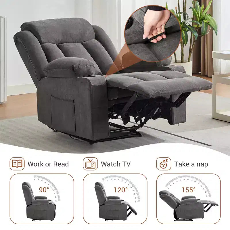 Massagerocker-Relaxsessel mit Seitentaschen und Getränkehalter