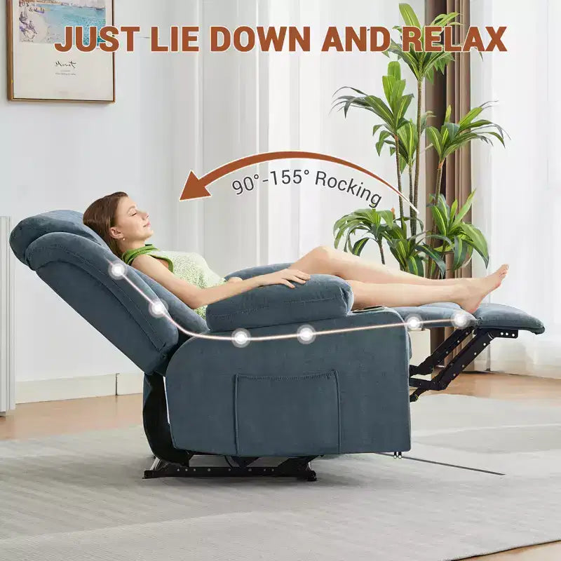 Massagerocker-Relaxsessel mit Seitentaschen und Getränkehalter