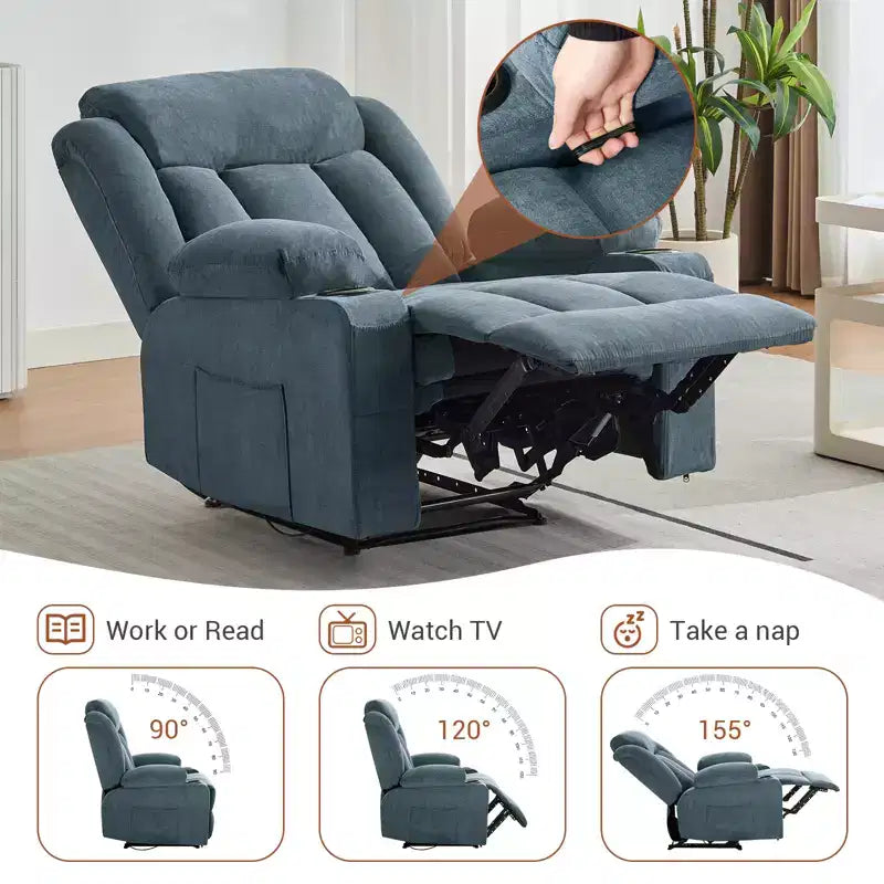 Massagerocker-Relaxsessel mit Seitentaschen und Getränkehalter