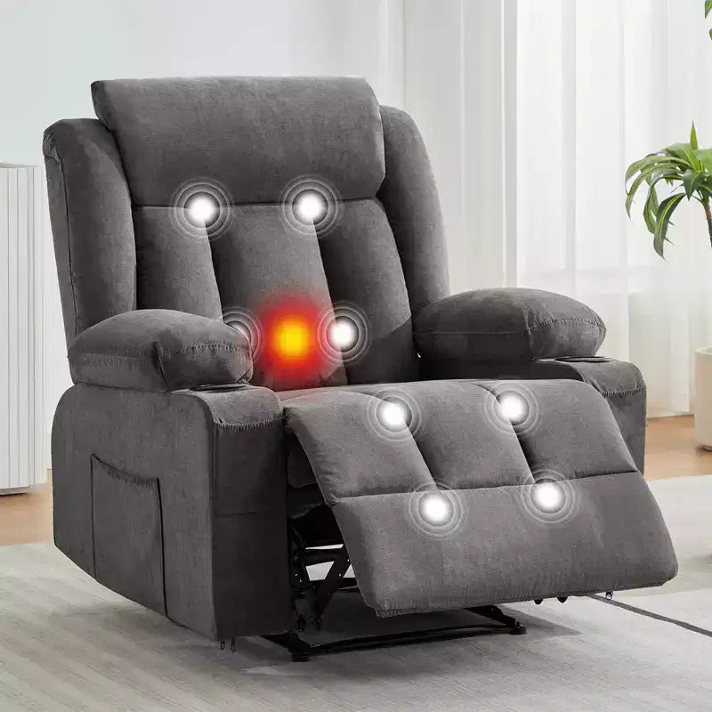 Massagerocker-Relaxsessel mit Seitentaschen und Getränkehalter