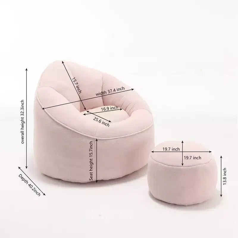 Sitzsack mit Schaumstofffüllung und Fußhocker