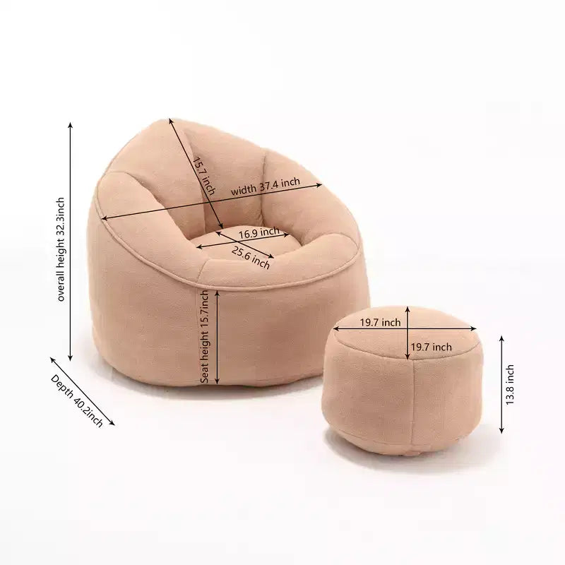 Sitzsack mit Schaumstofffüllung und Fußhocker