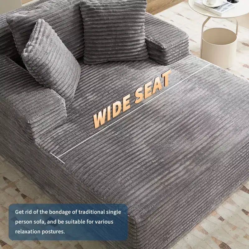 Sillón chaise lounge convertible extragrande de 49.2", sofá tapizado en pana, sin necesidad de montaje, para sala o dormitorio