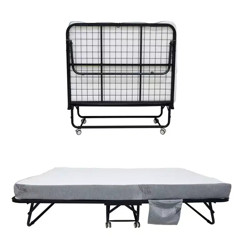 Folding Bed with Memory Foam Mattress and Metal Frame