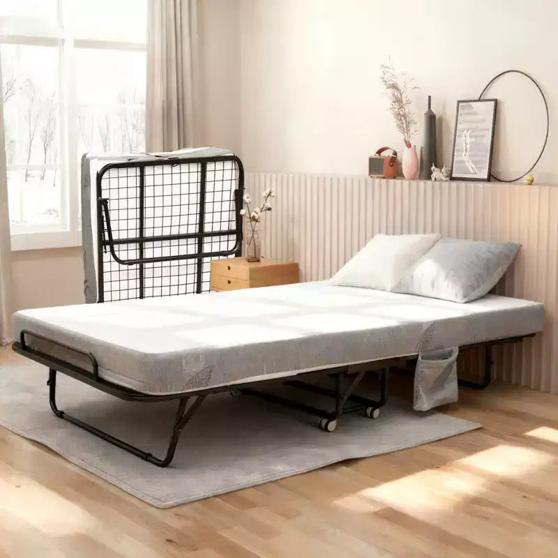 Folding Bed with Memory Foam Mattress and Metal Frame