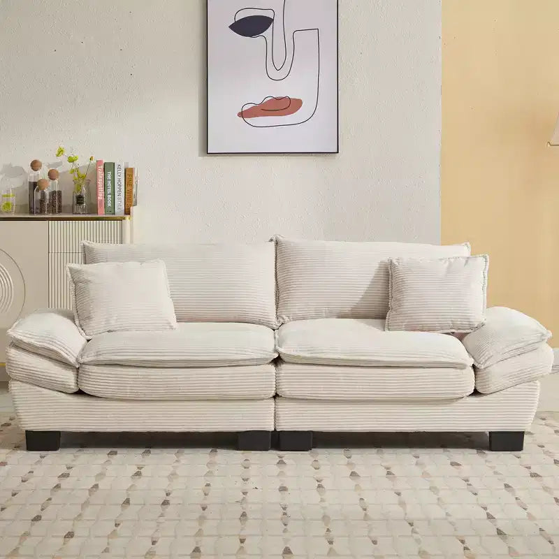 Cord-Samt Schlafsofa-Loveseat mit Kissen