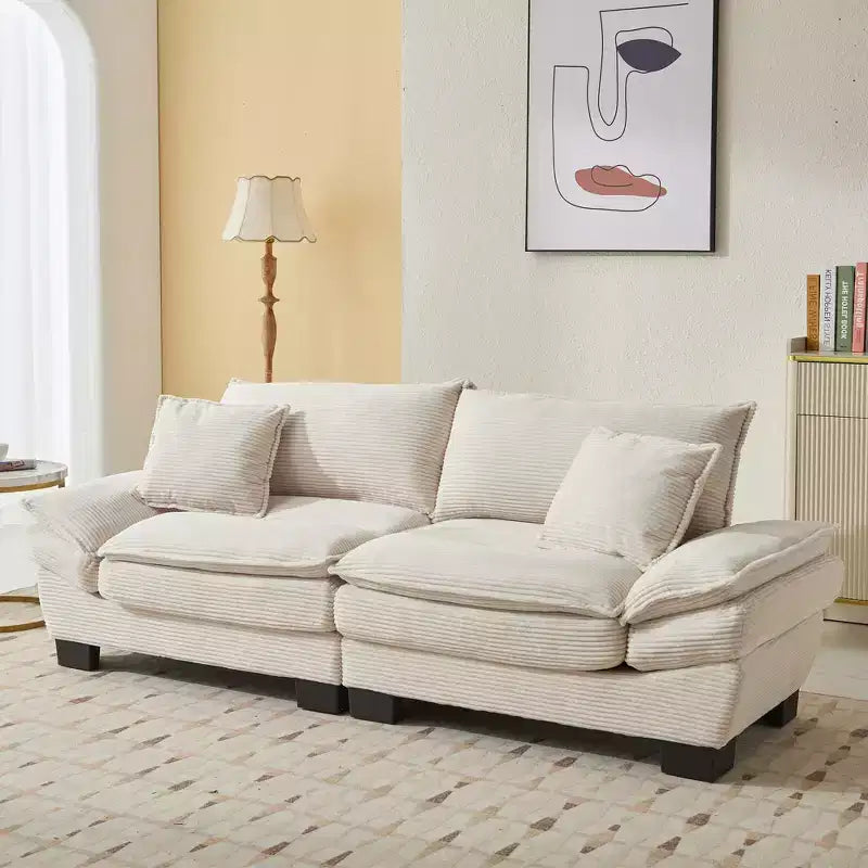 Cord-Samt Schlafsofa-Loveseat mit Kissen