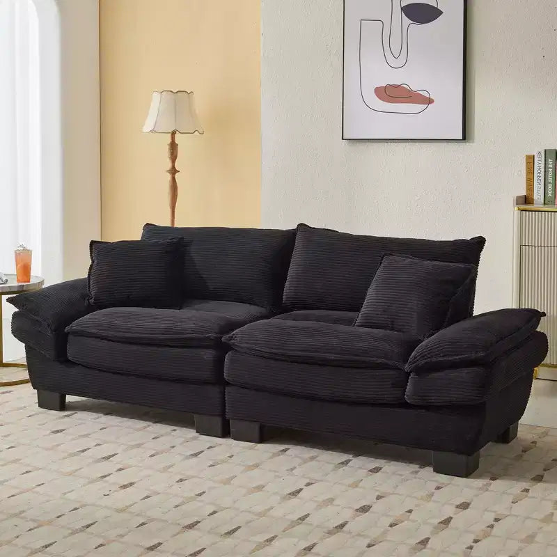 Cord-Samt Schlafsofa-Loveseat mit Kissen