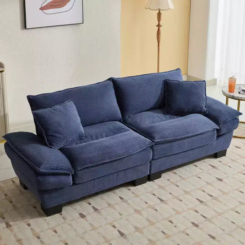 Cord-Samt Schlafsofa-Loveseat mit Kissen