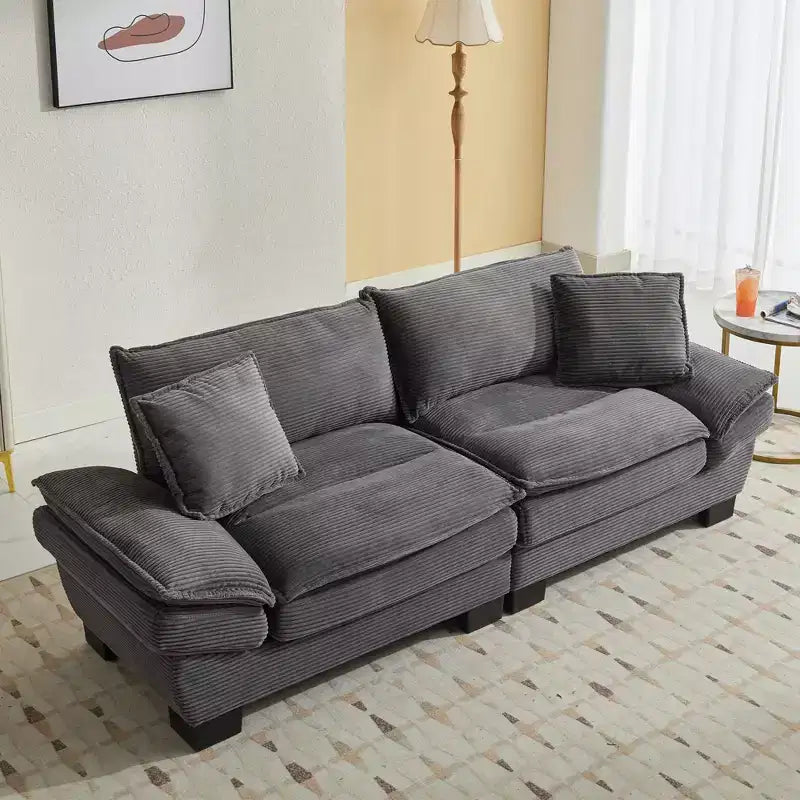 Cord-Samt Schlafsofa-Loveseat mit Kissen