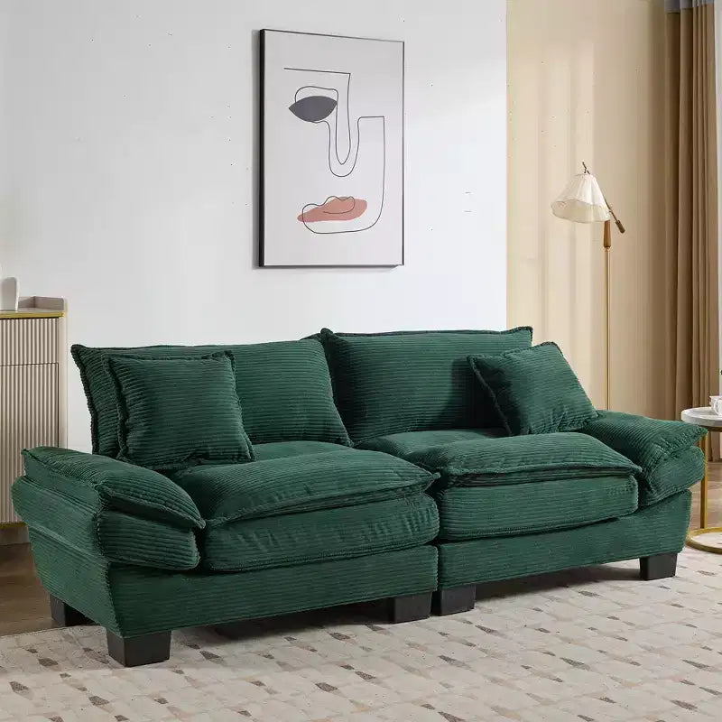 Cord-Samt Schlafsofa-Loveseat mit Kissen