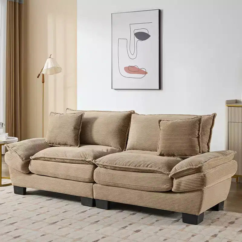 Cord-Samt Schlafsofa-Loveseat mit Kissen