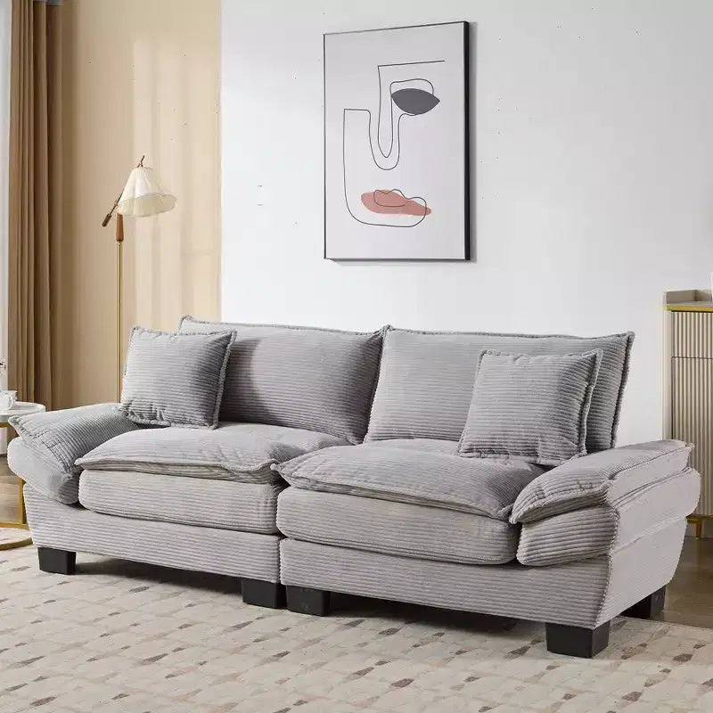 Cord-Samt Schlafsofa-Loveseat mit Kissen