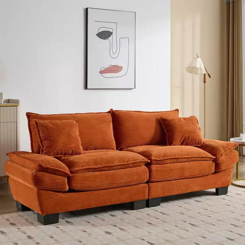 Cord-Samt Schlafsofa-Loveseat mit Kissen