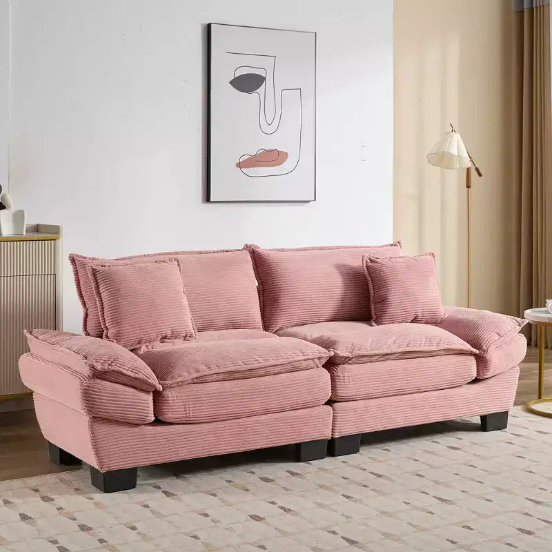 Cord-Samt Schlafsofa-Loveseat mit Kissen