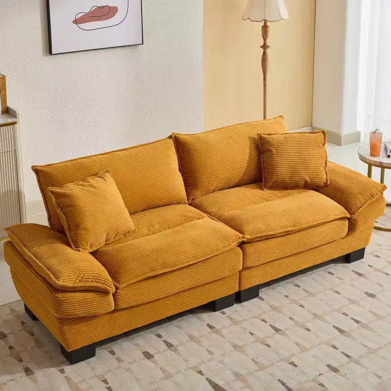 Cord-Samt Schlafsofa-Loveseat mit Kissen