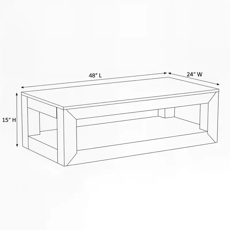 Rechteckiger Couchtisch mit unterem Regal, 48" x 24"