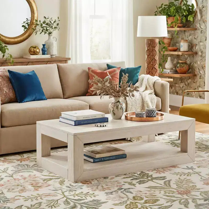 Rechteckiger Couchtisch mit unterem Regal, 48" x 24"