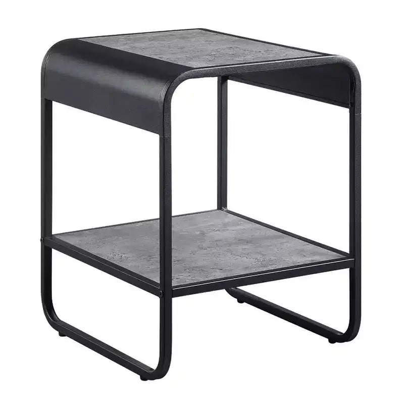 Table d'appoint moderne de 21 pouces avec étagères ouvertes, bois, gris, noir