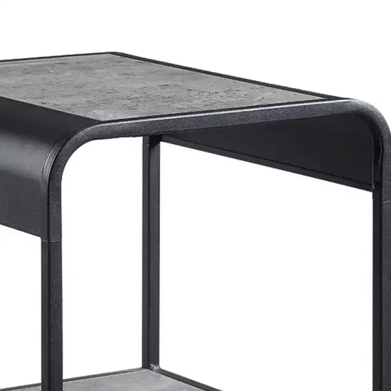 Table d'appoint moderne de 21 pouces avec étagères ouvertes, bois, gris, noir