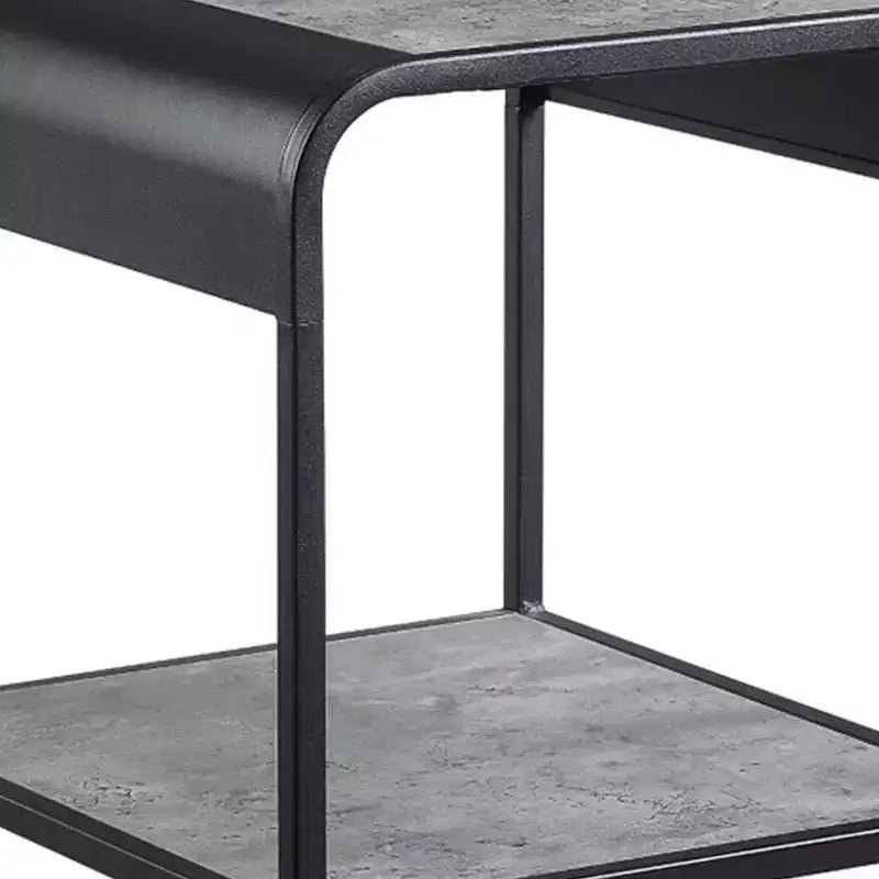 Table d'appoint moderne de 21 pouces avec étagères ouvertes, bois, gris, noir