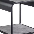 Table d'appoint moderne de 21 pouces avec étagères ouvertes, bois, gris, noir