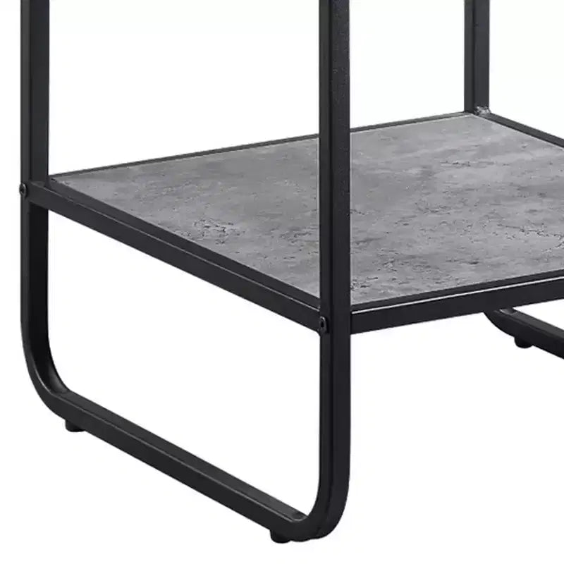 Table d'appoint moderne de 21 pouces avec étagères ouvertes, bois, gris, noir