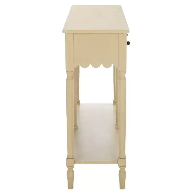 Tavolo consolle con 2 cassetti e ripiano aperto – Finitura naturale