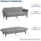 89" Verwandlungs-Futon-Schlafsofa mit verstellbarer Rückenlehne und Armlehnen