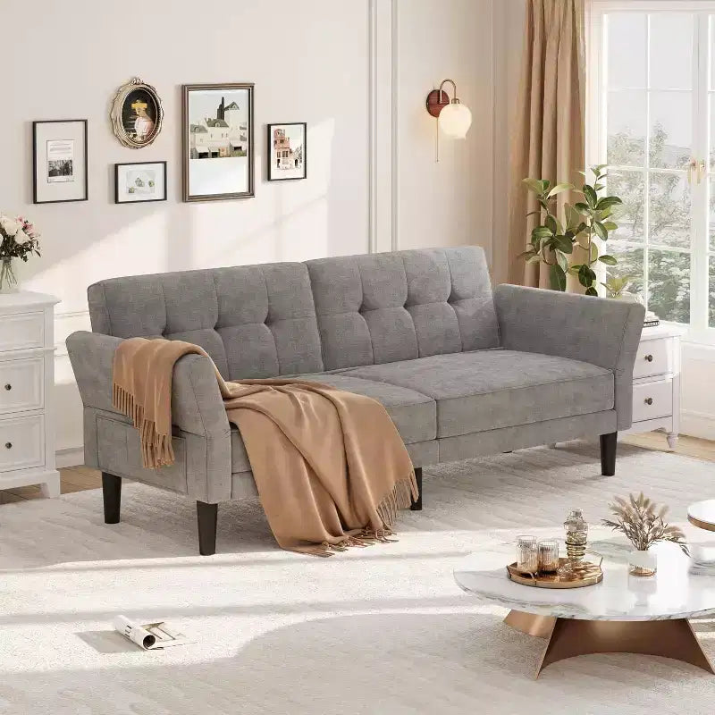 89" Verwandlungs-Futon-Schlafsofa mit verstellbarer Rückenlehne und Armlehnen