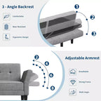 89" Verwandlungs-Futon-Schlafsofa mit verstellbarer Rückenlehne und Armlehnen