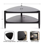 Dreieckiger zweistufiger Couchtisch aus Holz, 32x31x17, Schwarz