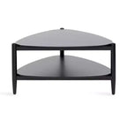Dreieckiger zweistufiger Couchtisch aus Holz, 32x31x17, Schwarz