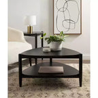 Dreieckiger zweistufiger Couchtisch aus Holz, 32x31x17, Schwarz
