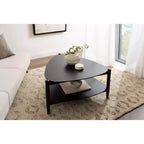 Dreieckiger zweistufiger Couchtisch aus Holz, 32x31x17, Schwarz