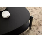 Dreieckiger zweistufiger Couchtisch aus Holz, 32x31x17, Schwarz