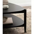 Dreieckiger zweistufiger Couchtisch aus Holz, 32x31x17, Schwarz